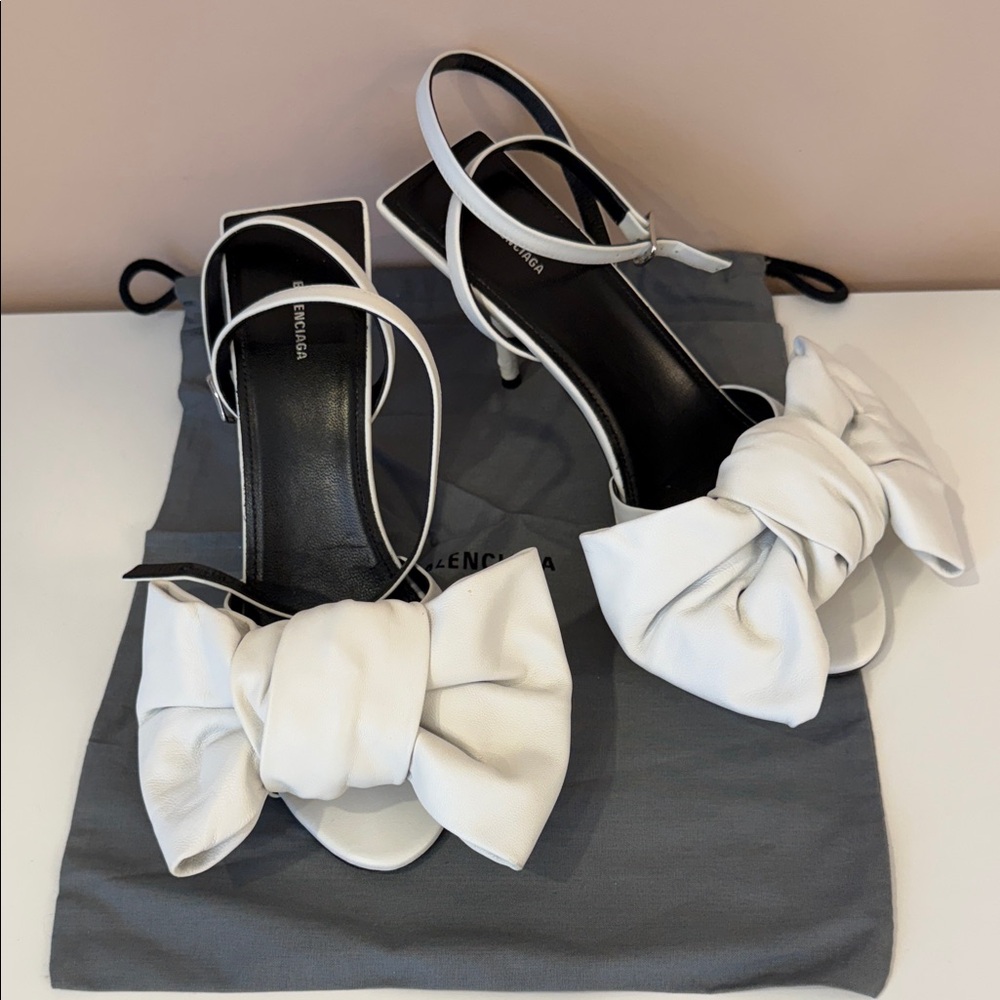 Balenciaga White Big Bow Heels